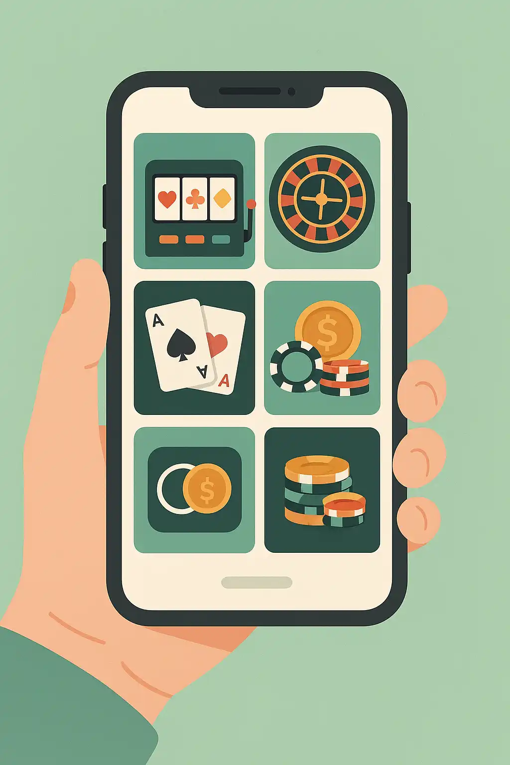 Smartphone showing the CrazyTower casino lobby on the screen